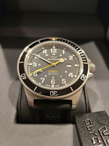 Glycine Men s Combat Sub GL0274 46mm Black Yellow Dial Silicone