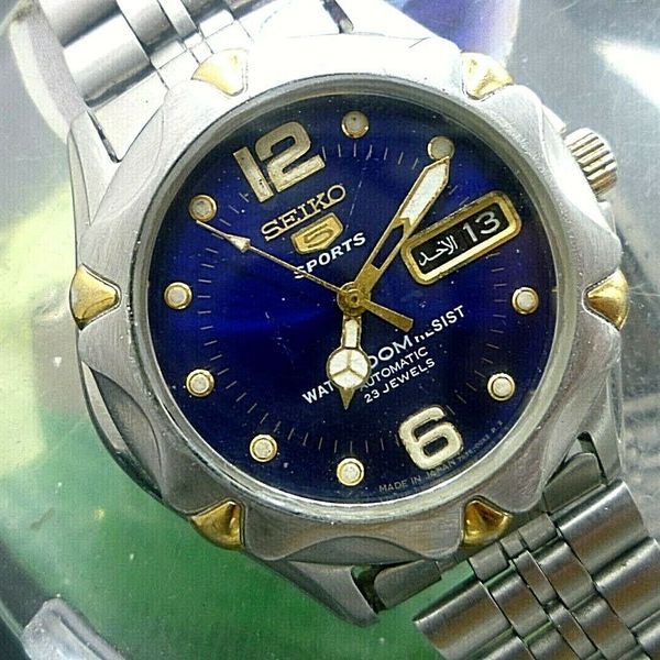 Mens 39mm SEIKO 5 SPORTS 23j 7S36-00M0 Blue SNZ458 Vintage Watch 9 ...