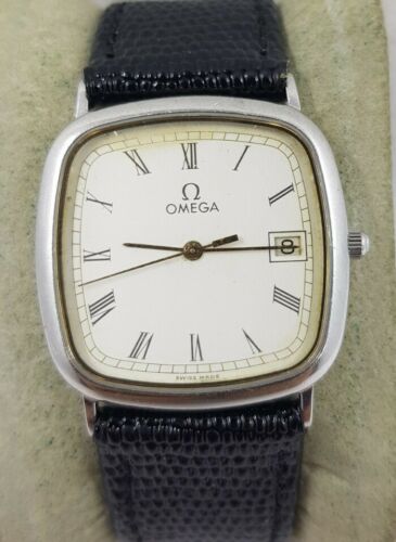 Omega Mens De Ville Quartz Date Roman Numerals Swiss Watch Cal