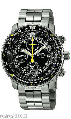 Seiko SNA411 Flightmaster Pilot Alarm Chronograph 200m Men's Watch ...