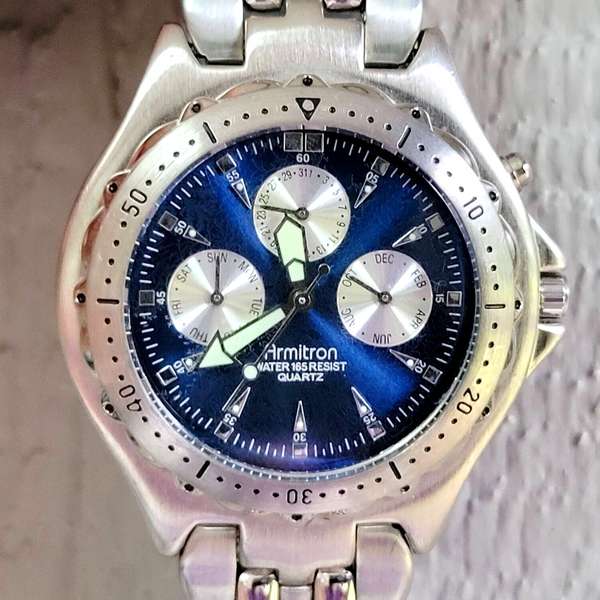 Armitron Men's 40mm Watch, 7Inch Wrist, New Battery, Blue Dial, Day