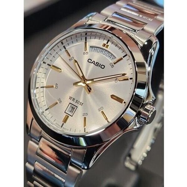 [Casio] Analog Silver Metal Band White Men MTP-1370D-7A2VDF Watch ...