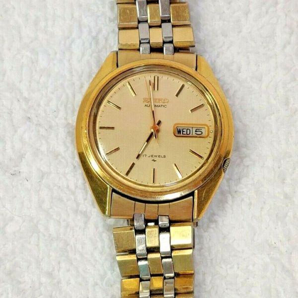 Vintage Seiko Automatic 17J 7009-8279-P Day Date Mens Watch Runs/Works ...