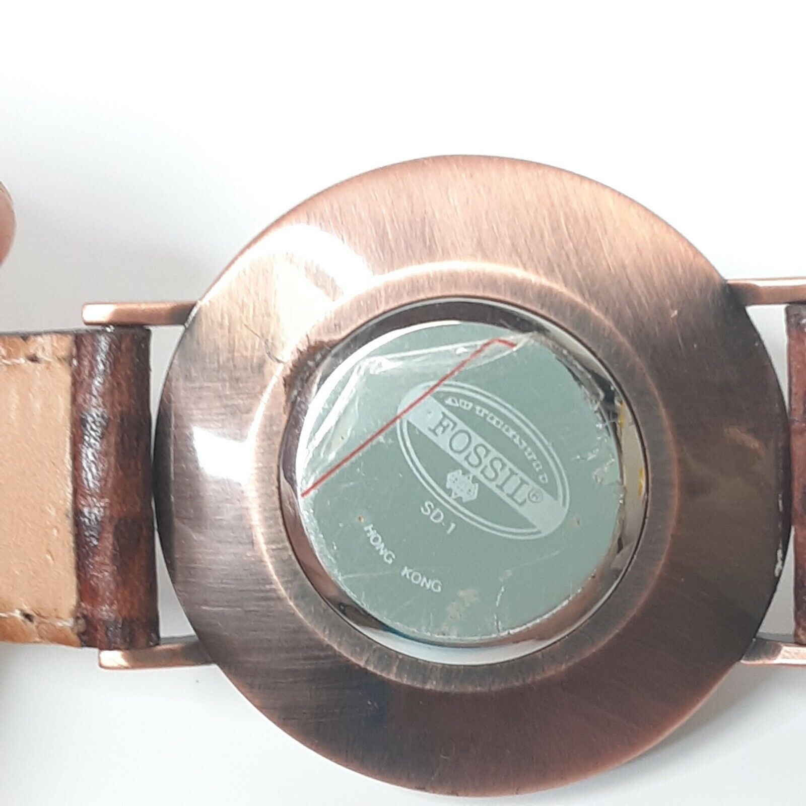 Vintage Fossil Sundial Watch w/ Brown Leather Band and