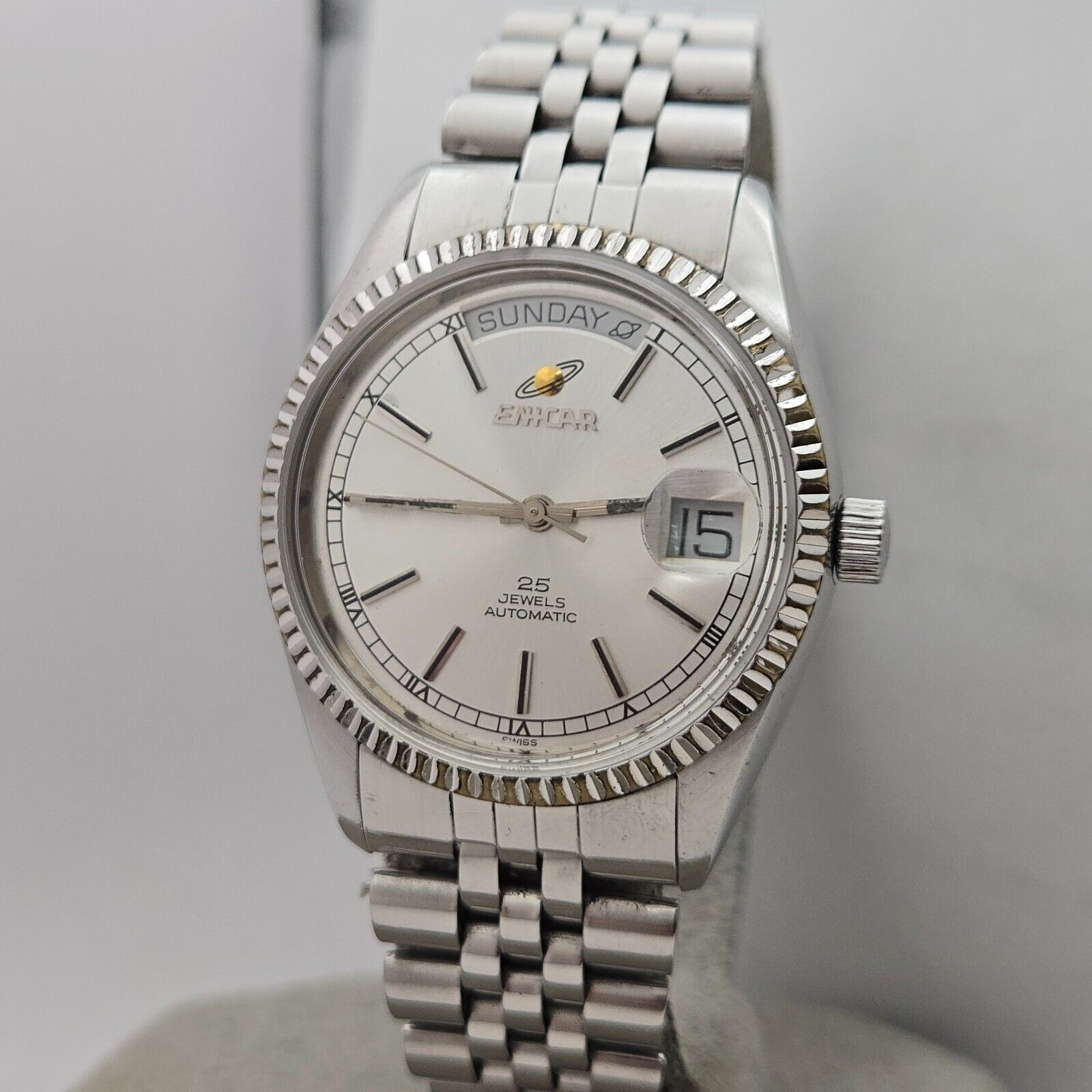 Vintage ENICAR men's automatic watch 2169-51-30 25Jewels day/date