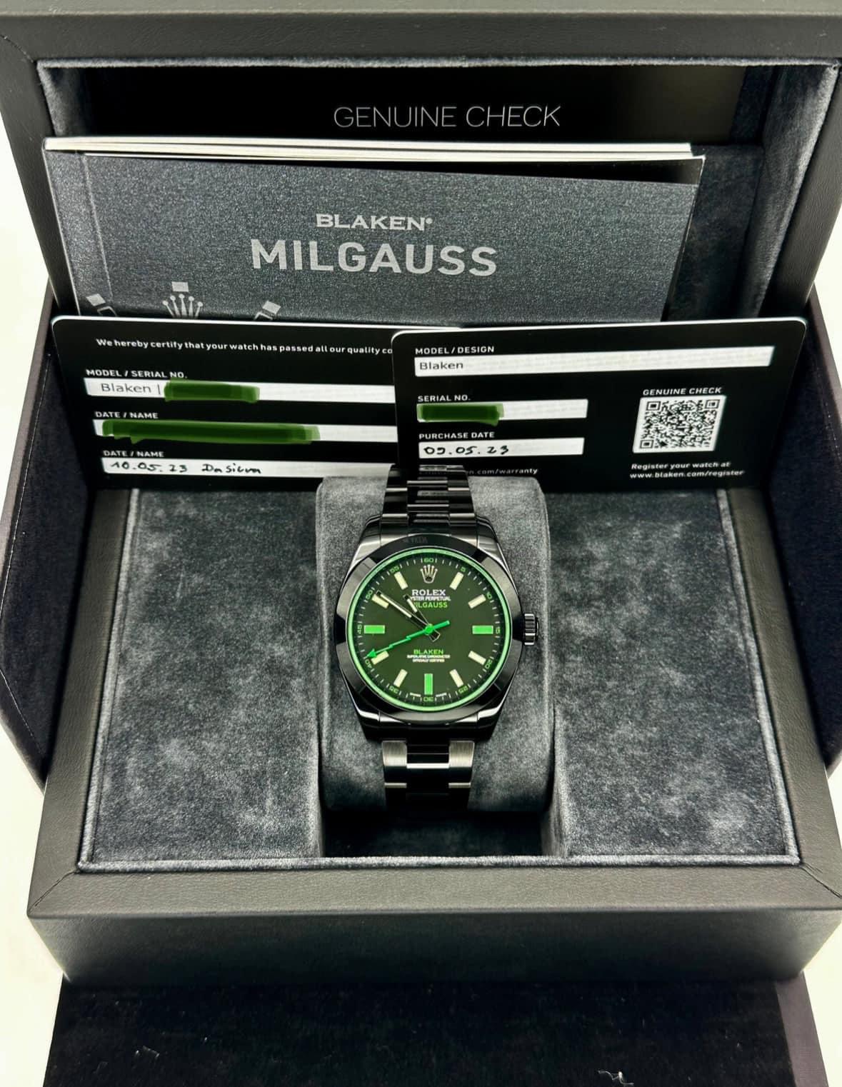 FSOT NEW 2023 Rolex Milgauss Blaken 40mm 116400GV DLC Black Green Viper WatchCharts Marketplace