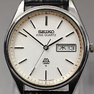 Exc+5] Vintage Seiko King Twin Quartz 9923-7020 Silver Men