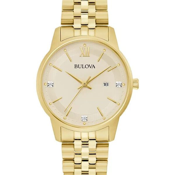 Bulova Classic Quartz Diamond Gold Tone Stainless Steel Ladies Watch ...