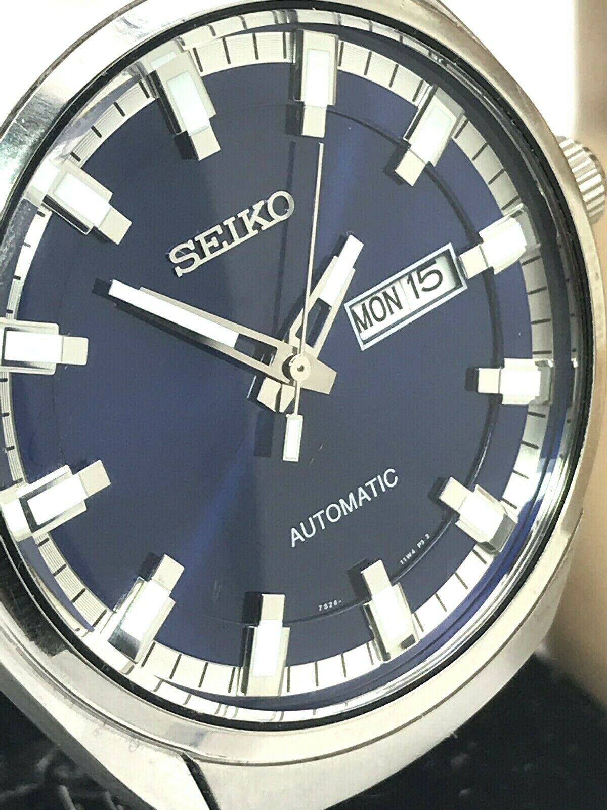 Seiko Men s Automatic SNKN41 Watch Stainless Steel Day Date Blue