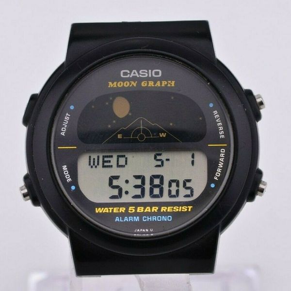 CASIO　moon graph gmw-15 ジャンク　メンズ　腕時計 Casio Moon Graph Black Men's Watch - GMW-15 for sale online