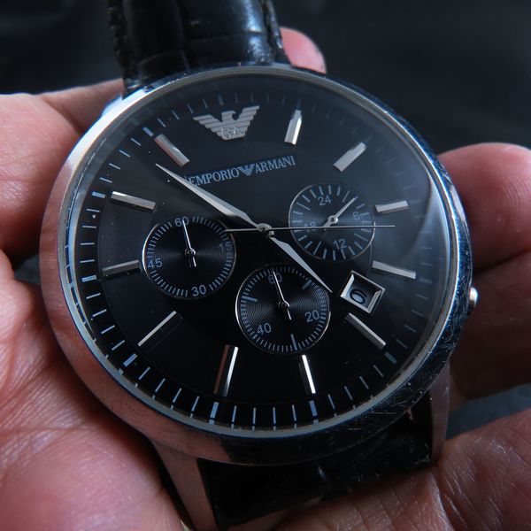 Emporio Armani Silver and Bronze Steel Chronograph Watch