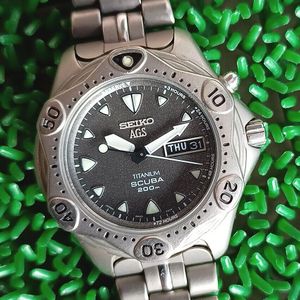 NICE&RARE SEIKO AGS TITANIUM KINETIC 5M23-7A31 STARFISH SCUBA 200M