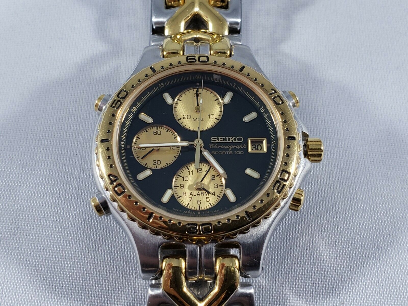 時計色々 662g 東キ7-0823② Seiko Chronograph 7T32-6E89 Quartz Watch With Two Tone Gold