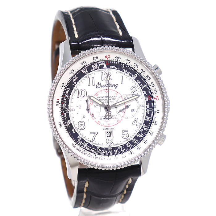 Good Condition Breitling BREITLING Navitimer Montbrillant 1903 Wright Brothers Chronograph Automatic Chronometer White Men s Leather Belt Automatic Men s Watch A330G50FBA A35330 NAVITIMER MONTBRILLANT...