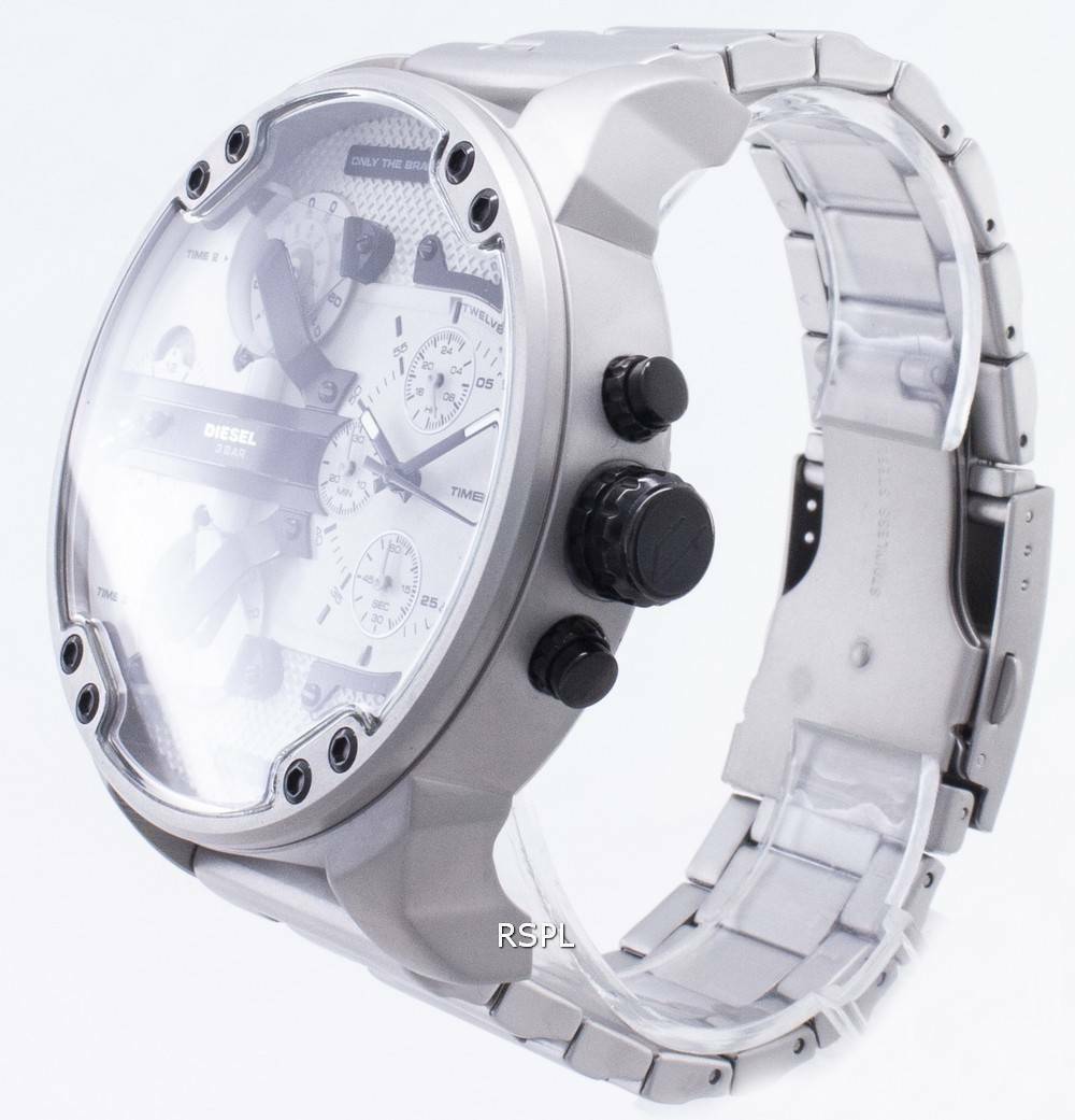 Diesel MR.Daddy 2.0 Stainless Steel White Chronograph Silver Men's