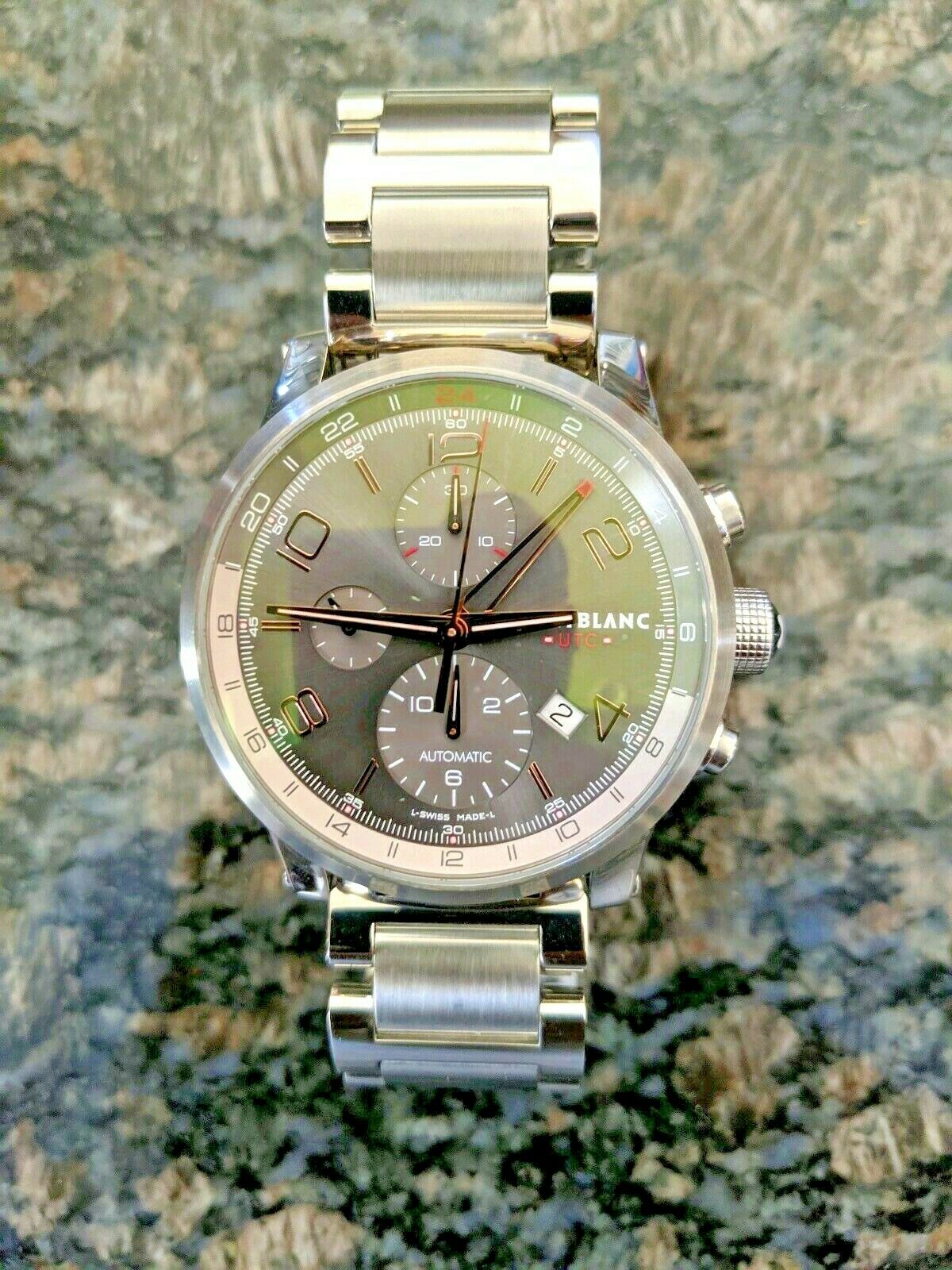 montblanc timewalker chronovoyager utc men's stainless steel swiss automatic watch 107303