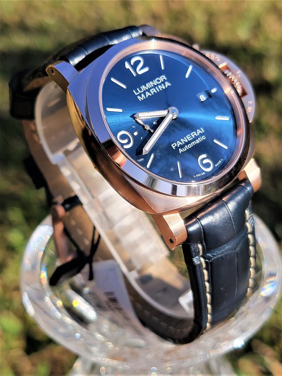 WTS NEW Panerai Luminor Marina Goldtech Sole Blu Rose Gold