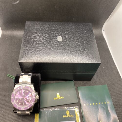 A BATHING APE BAPE Bapex Type 1 Silver Purple 2021 Watch AUTHENTIC