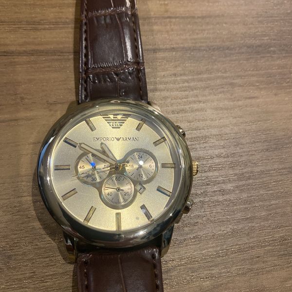 Emporio Armani Chronograph Brown Dial Brown Leather Strap Watch For Men - AR1701
