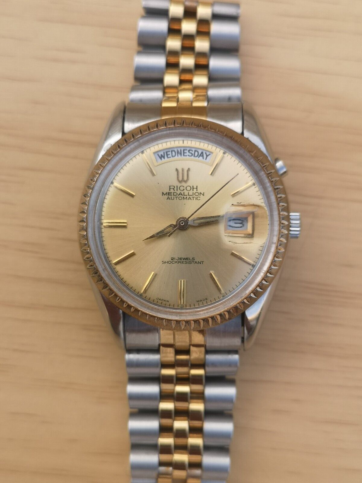 Ricoh Medallion President Automatic Golden Dial Watch