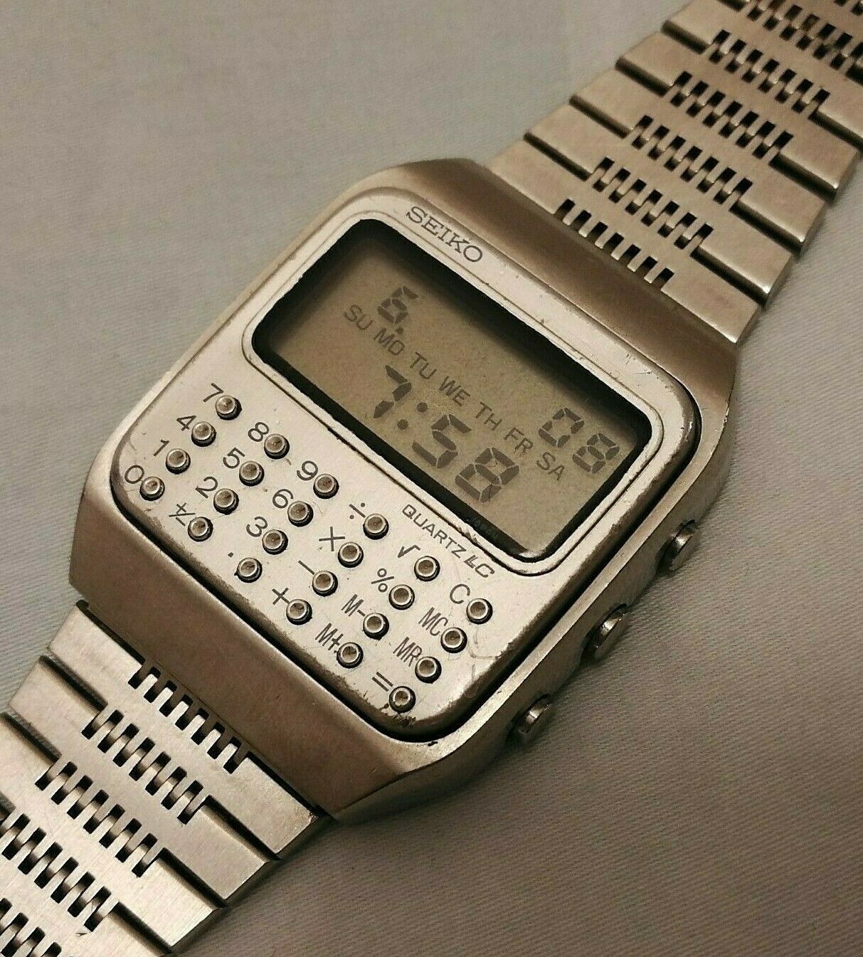 vintage seiko c153-5007 steel case calculator quartz alarm lcd watch from  1977 | WatchCharts