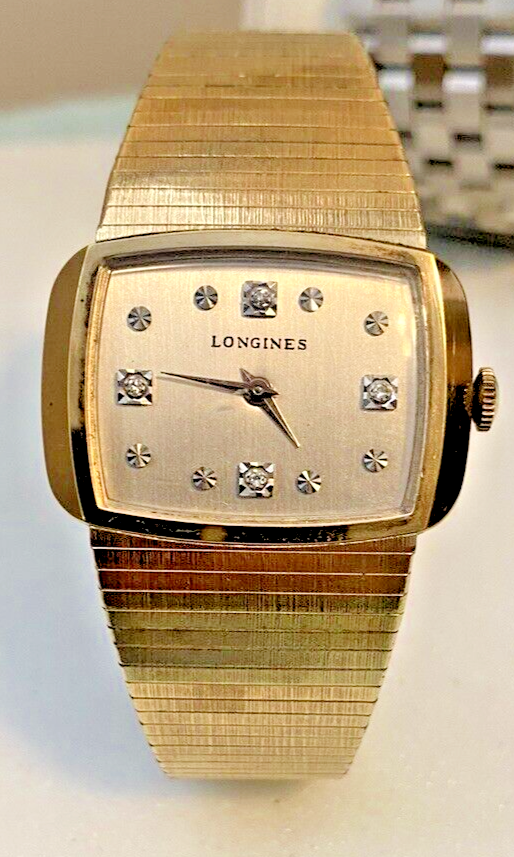 LADIES 14K GOLD ELECTROPLATE LONGINES WATCH W 4 DIAMONDS REPAIR