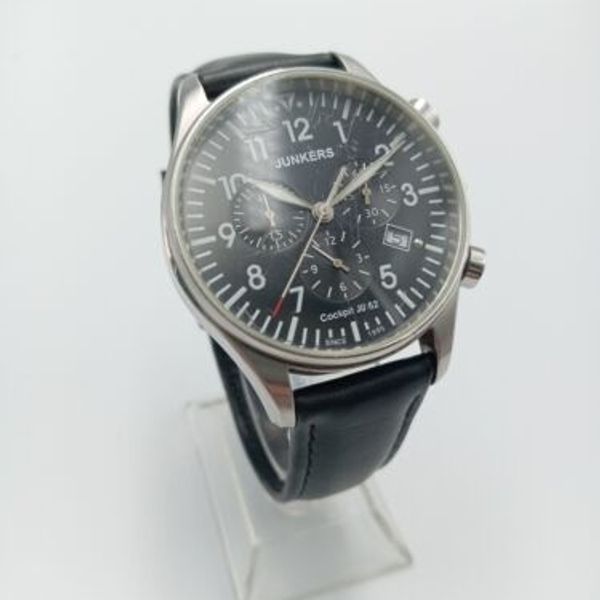 Junkers Cockpit Orologio Cronografo Al Quarzo Con Vetro Zaffiro, Cassa In Acciaio Inox Argento