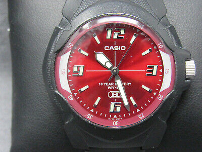 Vintage CASIO MW-600 Red Face Black Case NEW SPORT BAND & NEW