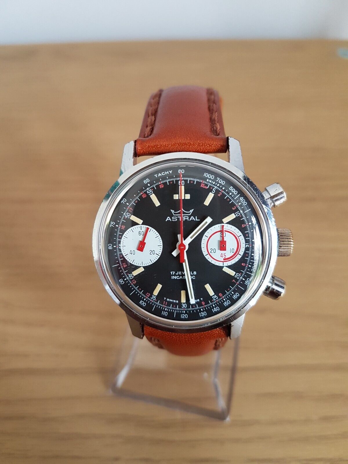 Smiths Astral Reverse Panda Chronograph gents watch 1969, Valjoux