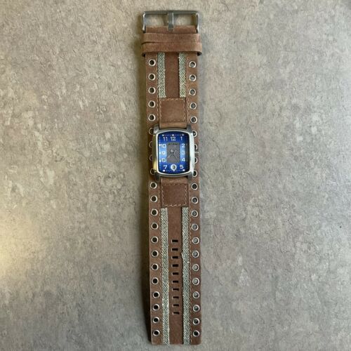 Fossil Mens Watch JR9873 Silver Tone Case W/Blue Dial
