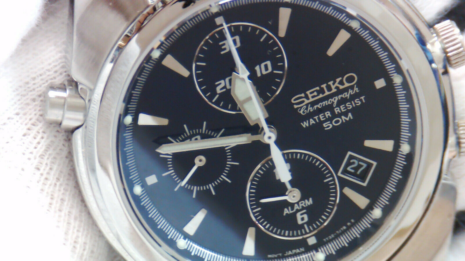 SEIKO セイコー クロノグラフ 7T32-7G00 chronograph Seiko Chronograph 7T32-7G00 Quartz Navy Dial Date Alarm Mens