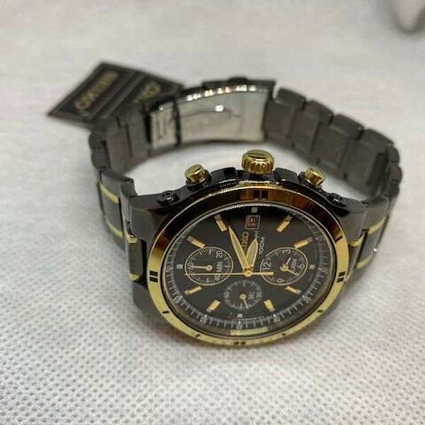 Seiko SNAA30 Black and Gold Chronograph | WatchCharts