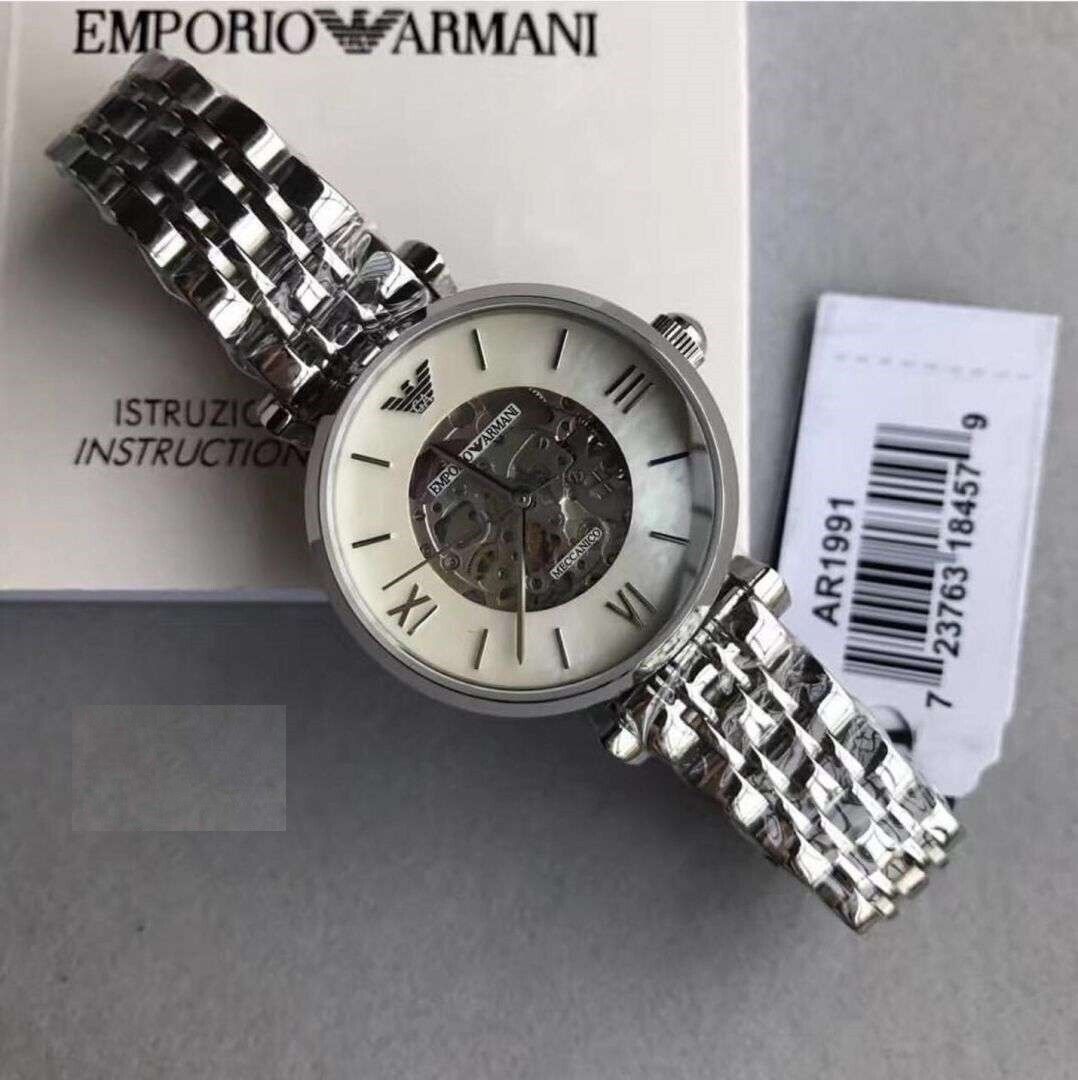 NEW GENUINE EMPORIO ARMANI WOMEN AR1991 SILVER MECCANICO  display picture 2