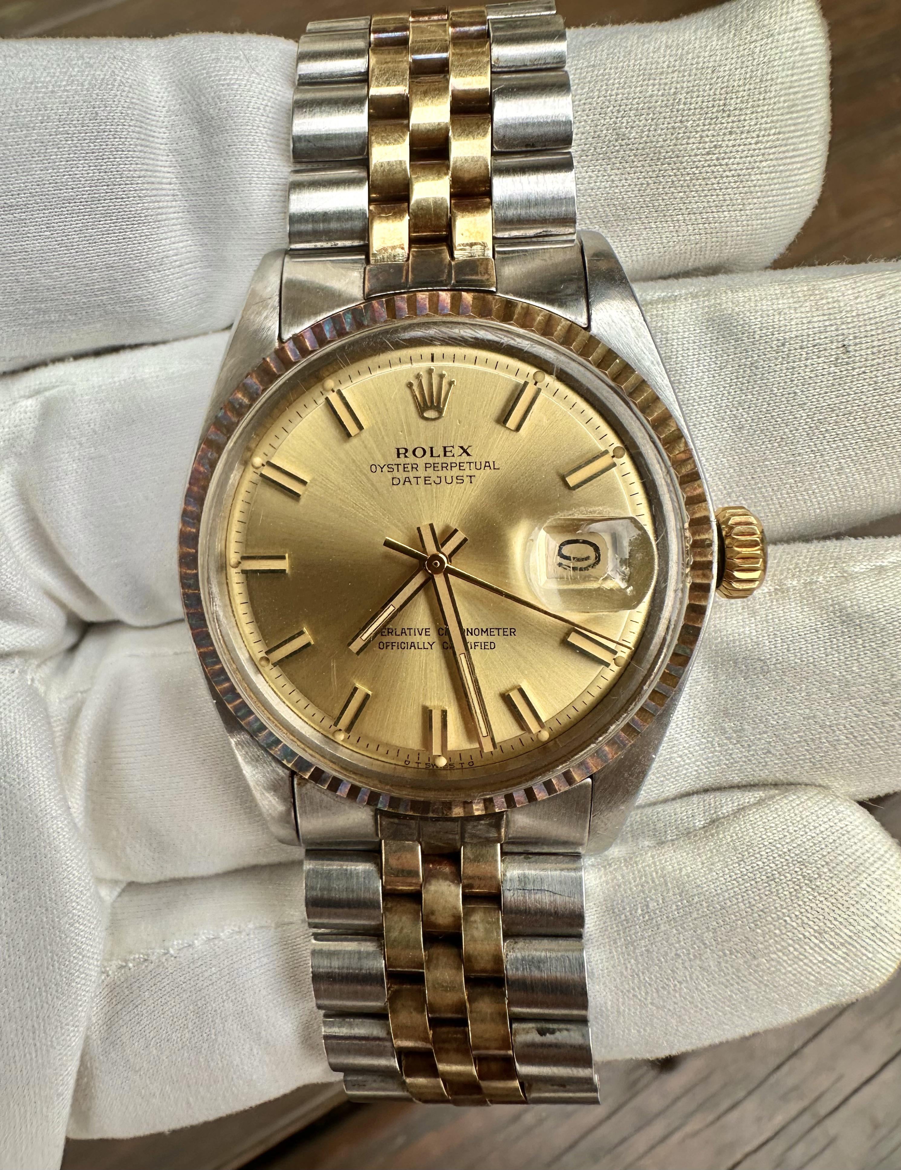 Rolex Datejust Wide Boy Dial in 18 k Yellow Gold ref 1601