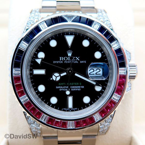 FS: Rolex 116759SARU GMT MASTER II PEPSI-18K WHITE GOLD-RUBY AND ...