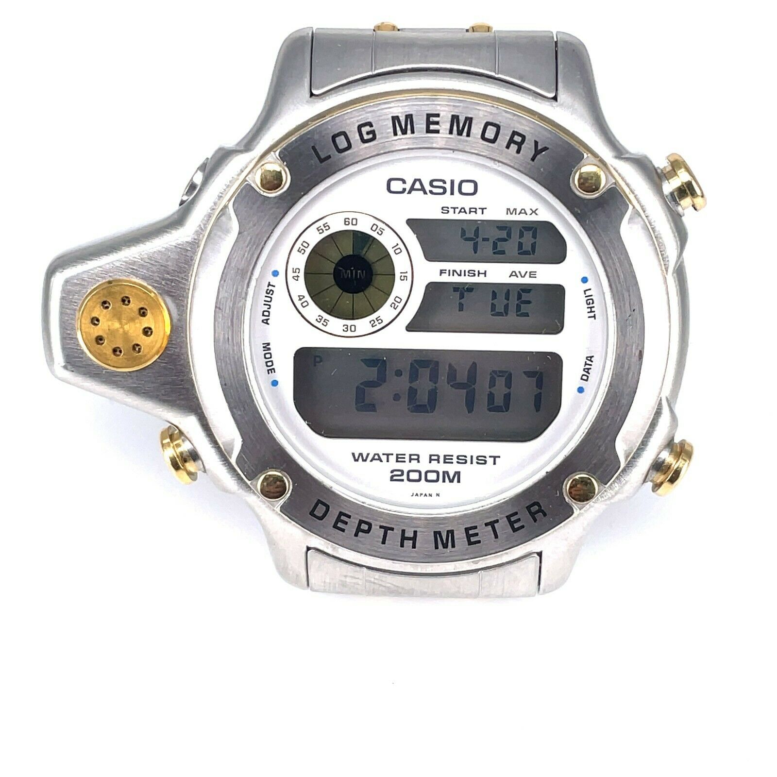Casio dep-500 log memory depth meter divers watch 910 Two Tone