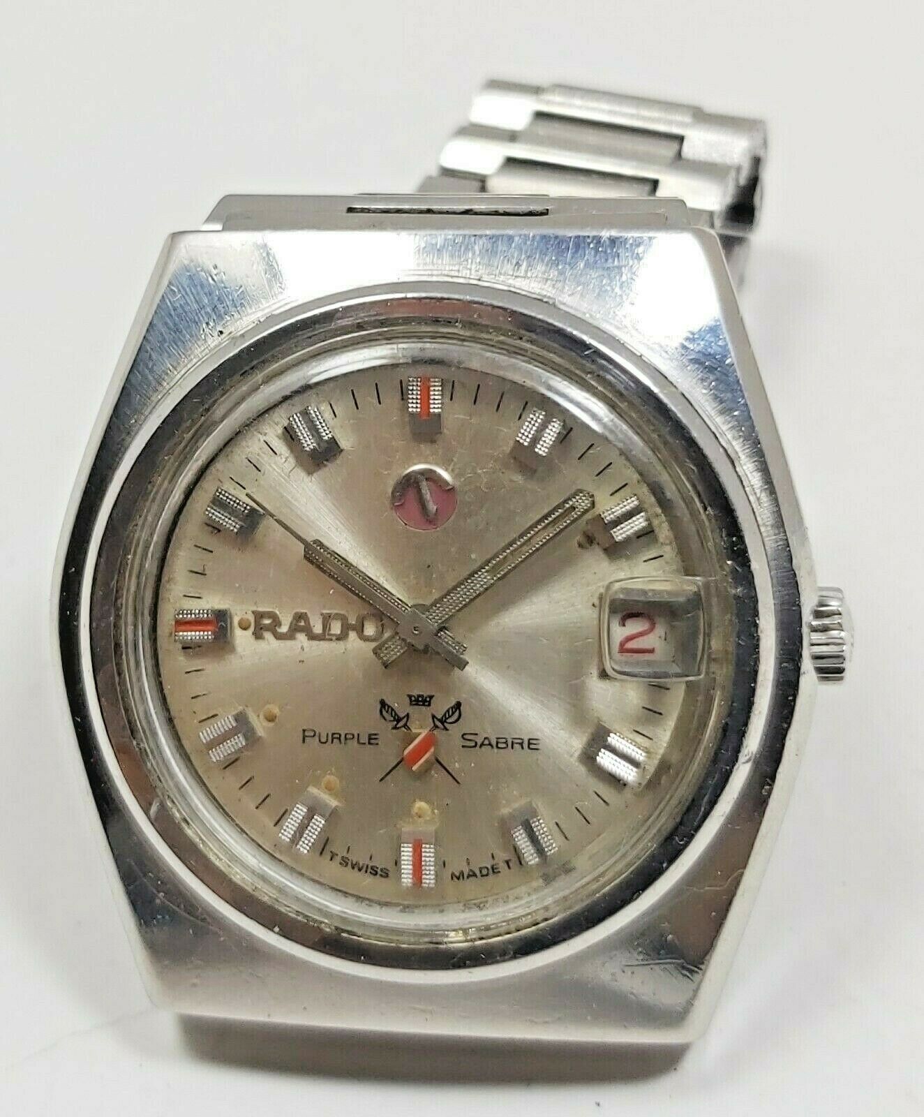 RARE VINTAGE RADO PURPLE SABRE AUTOMATIC DATE SWISS MEN'S AWESOME