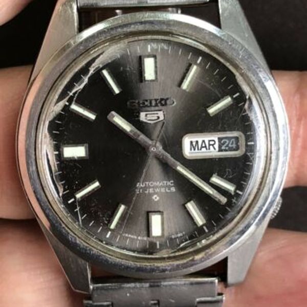 Vintage Nice SEIKO 5 6119 8083 automatic Gray DIAL DAY DATE SS 21 ...