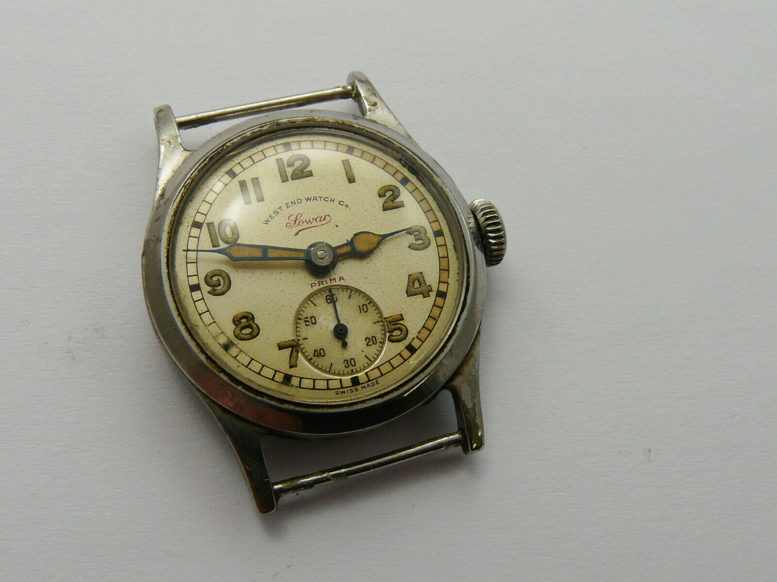 VINTAGE 1940s WEST END WATCH CO SOWAR PRIMA MILITARY DIAL GENTS 
