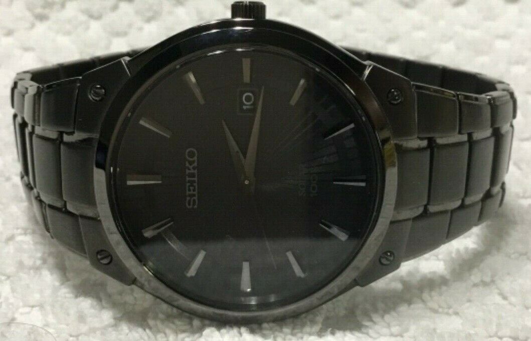 seiko men's sne325 dress solar black stainless steel watch