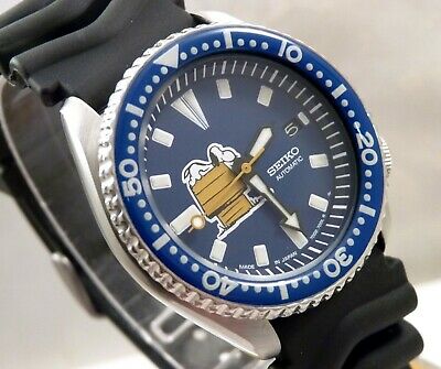 Seiko Ceramic Blue Snoopy Peanuts Automatic Scuba Divers Date Watch Custom  7002 | WatchCharts