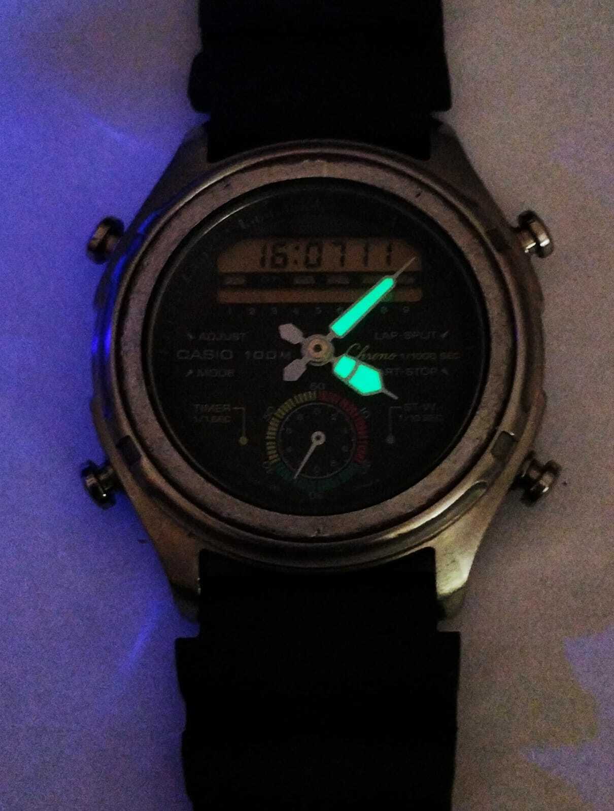 VINTAGE CASIO AW-600 Mod [373] ANALOG&DIGITAL ALARM CHRONO MEN 
