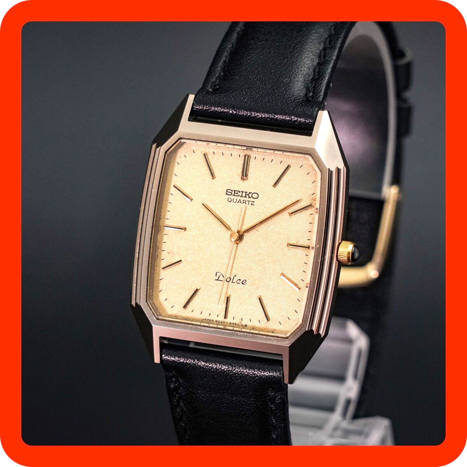 SEIKO Dolce 6030-5390 Gold Tank Shape Vintage Men Watch