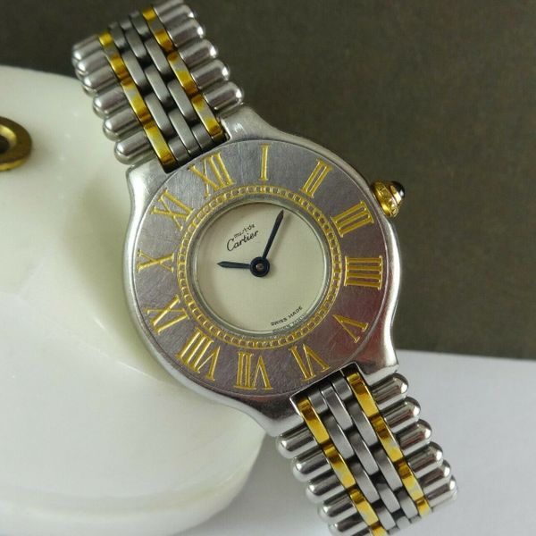 Ladies Must De CARTIER 21 Stainless Steel & Gold Watch WatchCharts