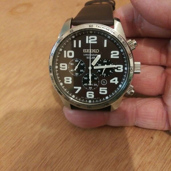 Seiko Solar Chronograph V175-0CG0 Brown Dial Pilot Military Men's Watch  SSC227 | WatchCharts