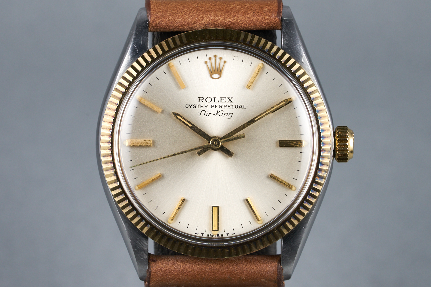 FS 1978 Rolex Two Tone Air King Ref 5501 Silver Dial with Box