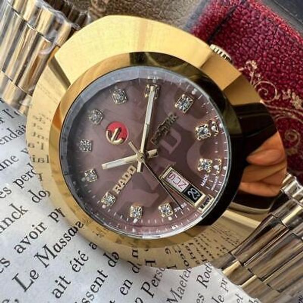 Rado Diastar Relógio Masculino Gold Black Dial Day Date Auto-winding ...