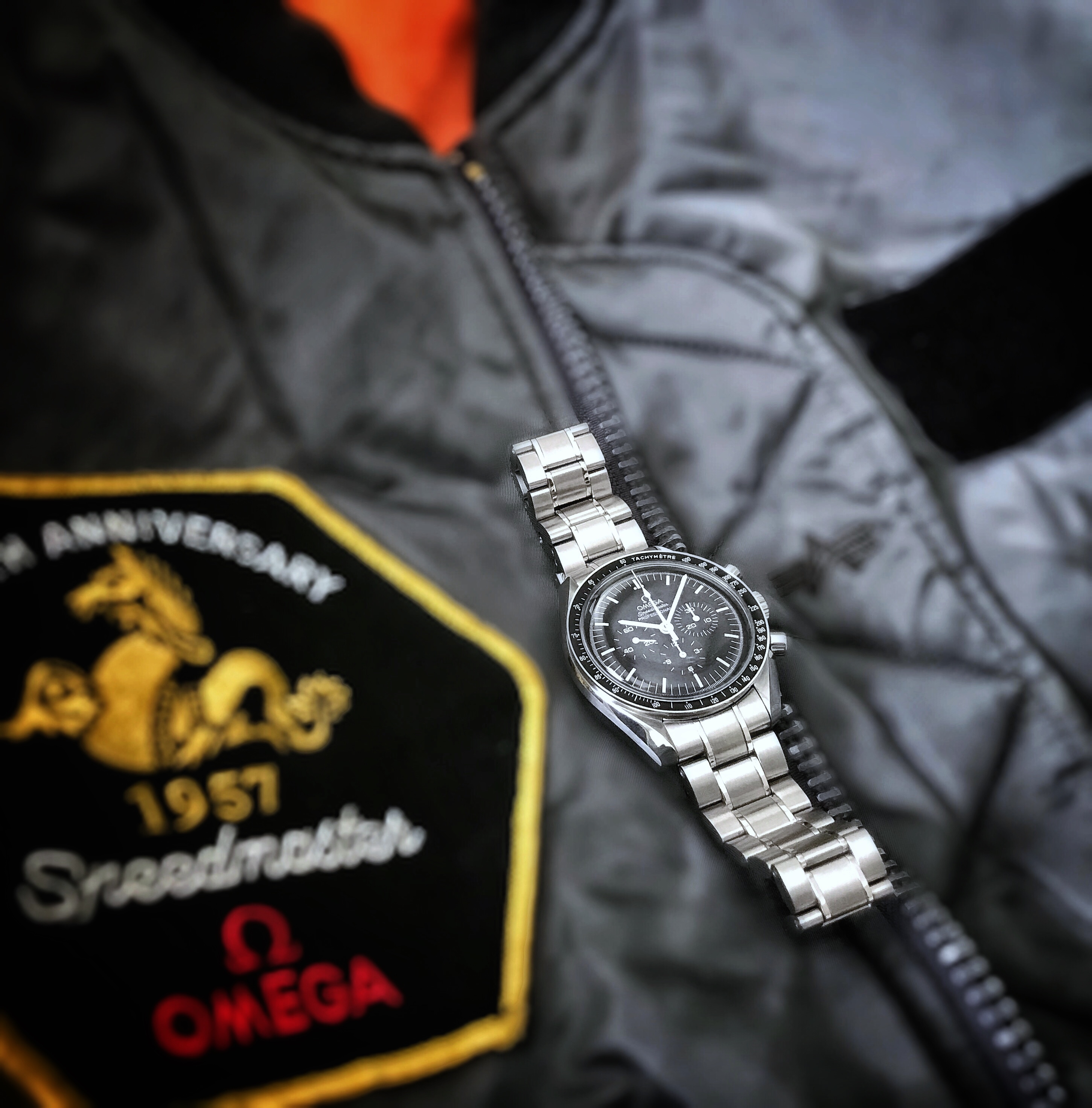 SOLD* Omega 50th Annv Speedmaster Flight Jacket by Alpha Size Large