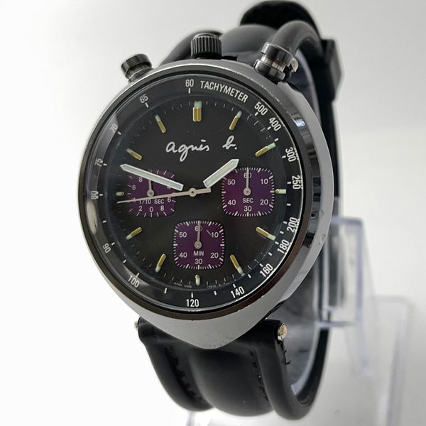 Seiko x Agnes B Bullhead Watch V655-7010 chromed black flyback
