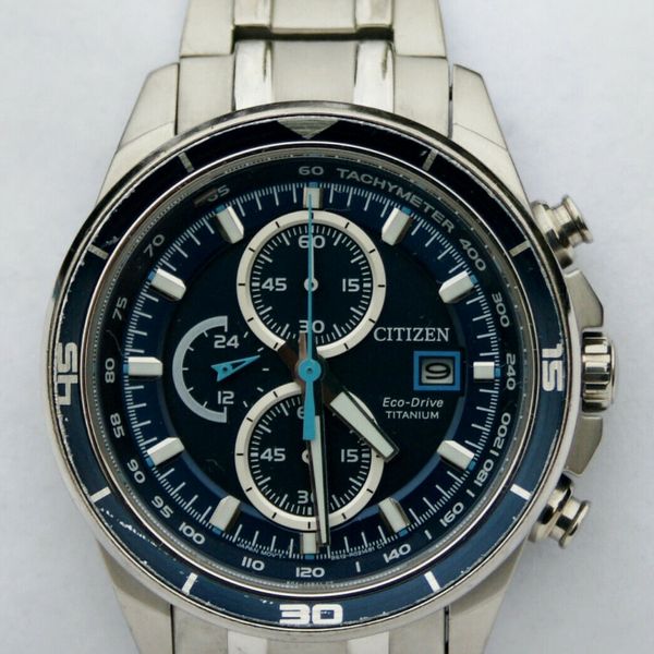 Citizen CA0349-51L Titanium Eco-Drive Watch, Blue Face - Runs Great ...